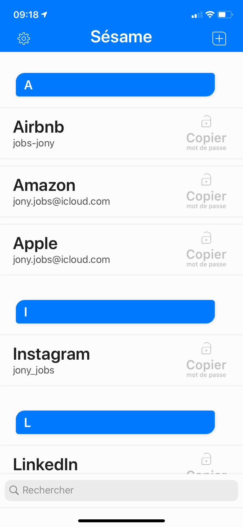 Sésame, gestion de mots de passe